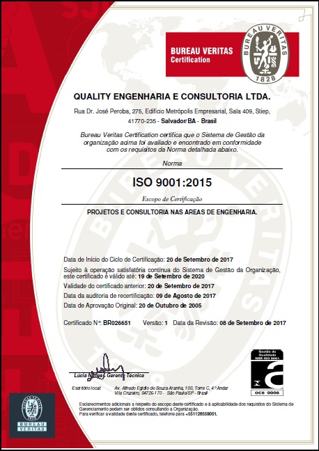 Certificado de Qualidade Qualily
